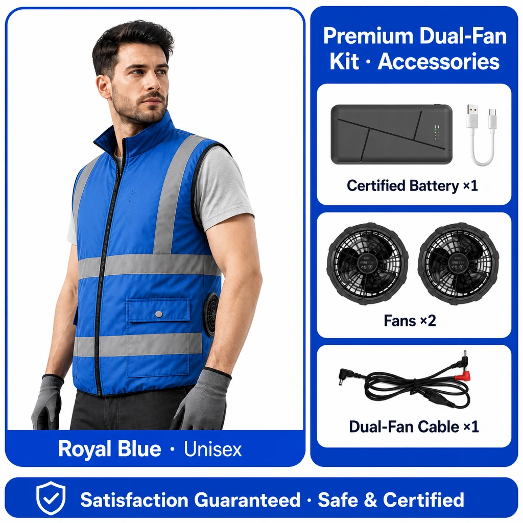 Summer reflective safety vest air conditioning suit with 4 fans cooling workwear refrigeration vest for men and women thin style - Image 4